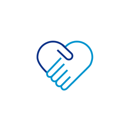Icon of two hands intertwined depicting volunteering and giving.