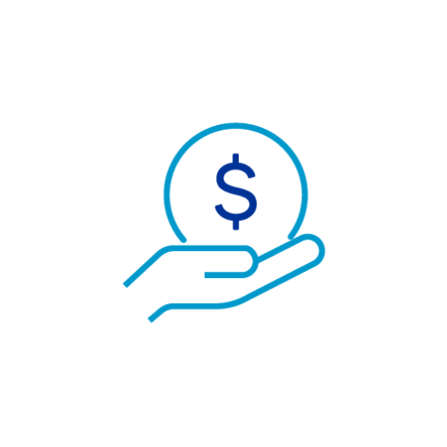 Icon showing an open hand holding a dollar sign depicting financial planning.