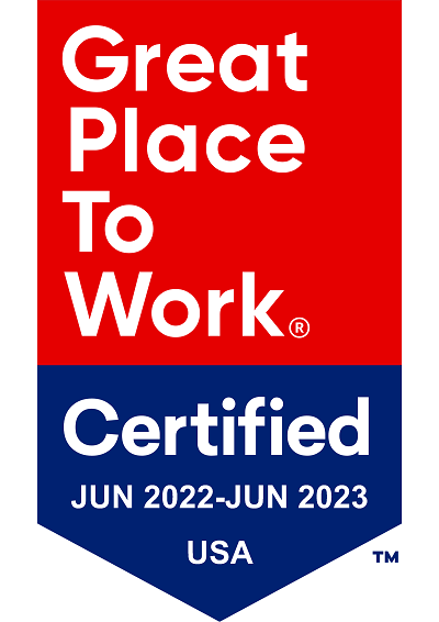 A digital badge by Great Place to Work (copyright) certified for the USA from June 2022 to June 2023.