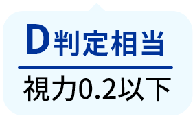 D判定相当　視力0.2以下