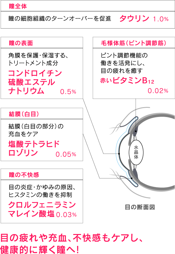 目の疲れや充血、不快感もケアし、健康的に輝く瞳へ!
