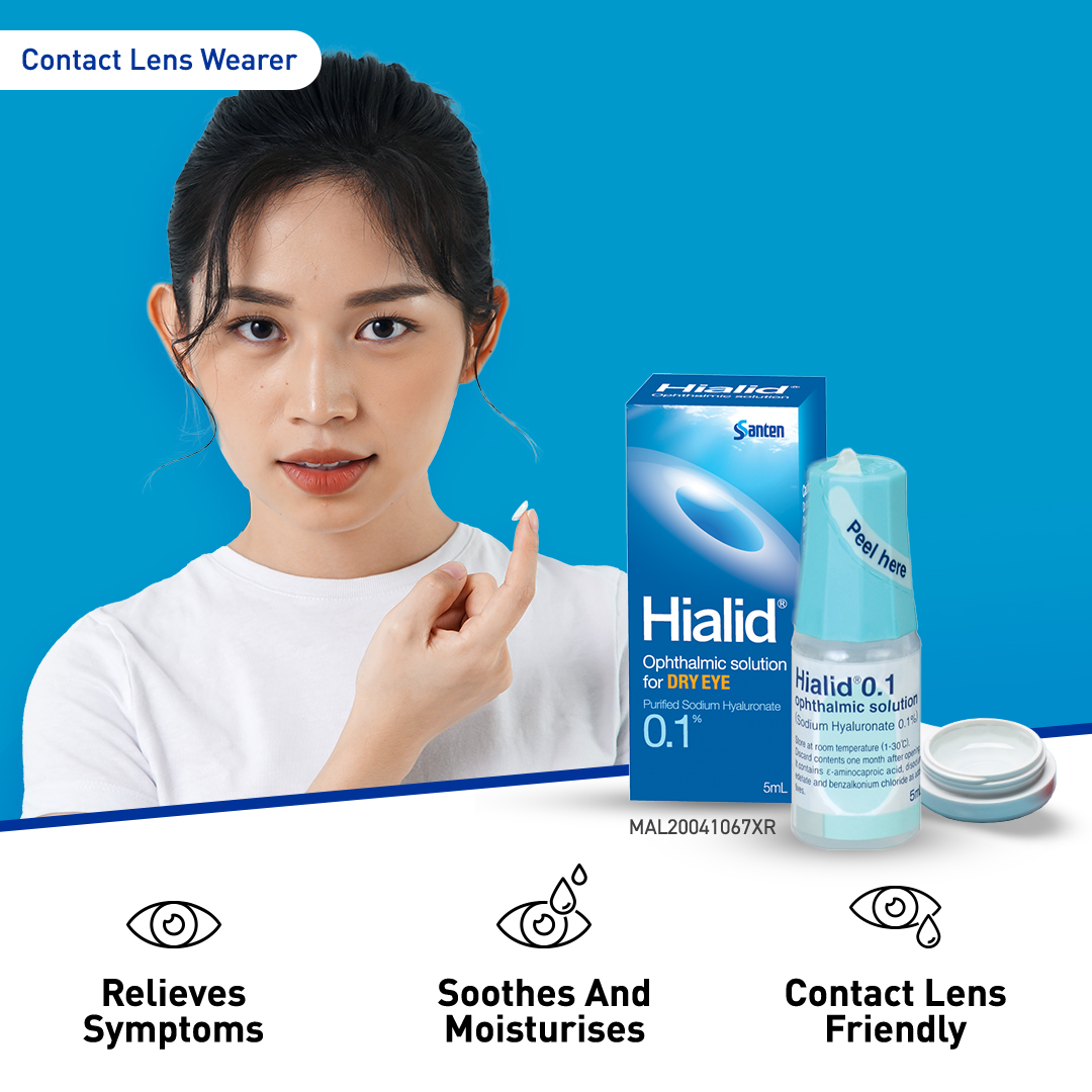 Hialid® 0.1 - Contact Lens Wearer - Protects And Relieves Symptoms - Soothes And Moisturises - Contact Lens Friendly