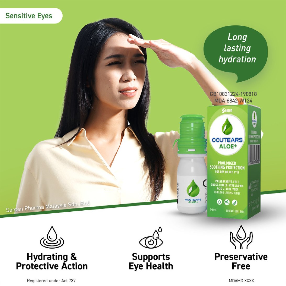 Helps wound healing - Ocutears Aloe + - Sensitive Eyes - Hydrating & Protective Action - Supports Eye Health - Preservative Free