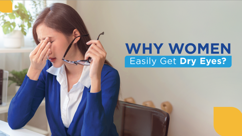 Woman experiencing dry eyes