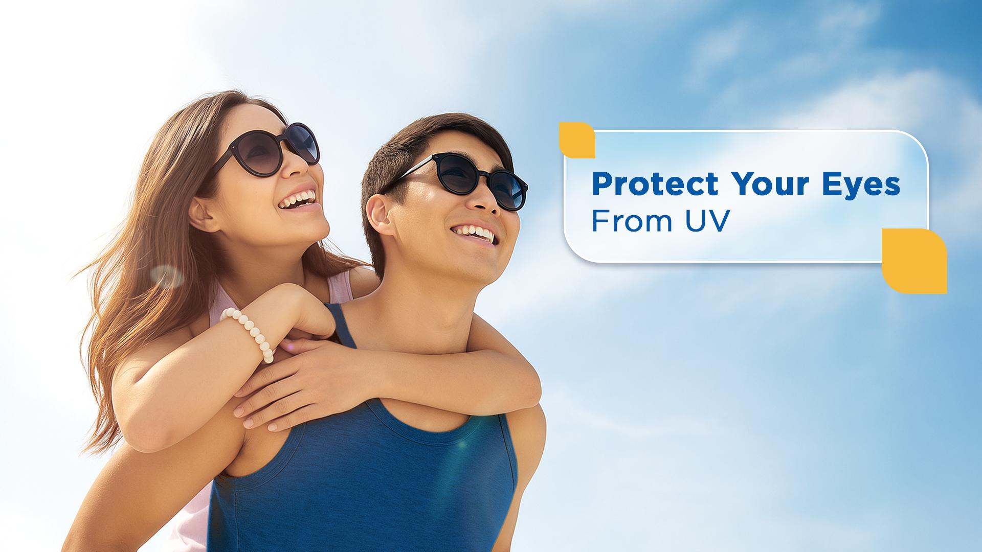 People wearing sunglasses — protect your eyes from UV