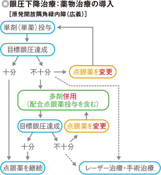 眼圧下降治療：薬物治療の導入［原発開放隅角緑内障（広義）］