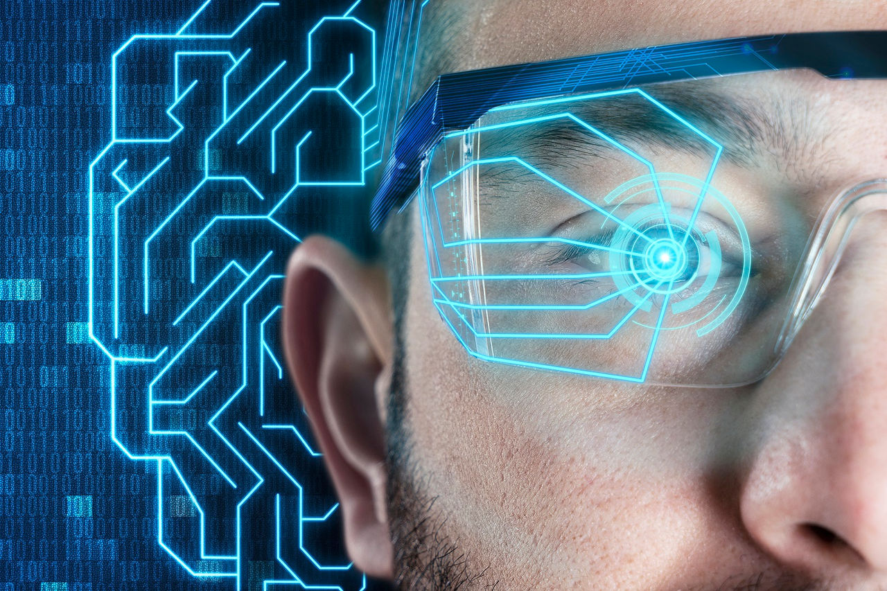 Artificial Intelligence, Wearable Computer, Smart Glasses, Binary Code, Technology