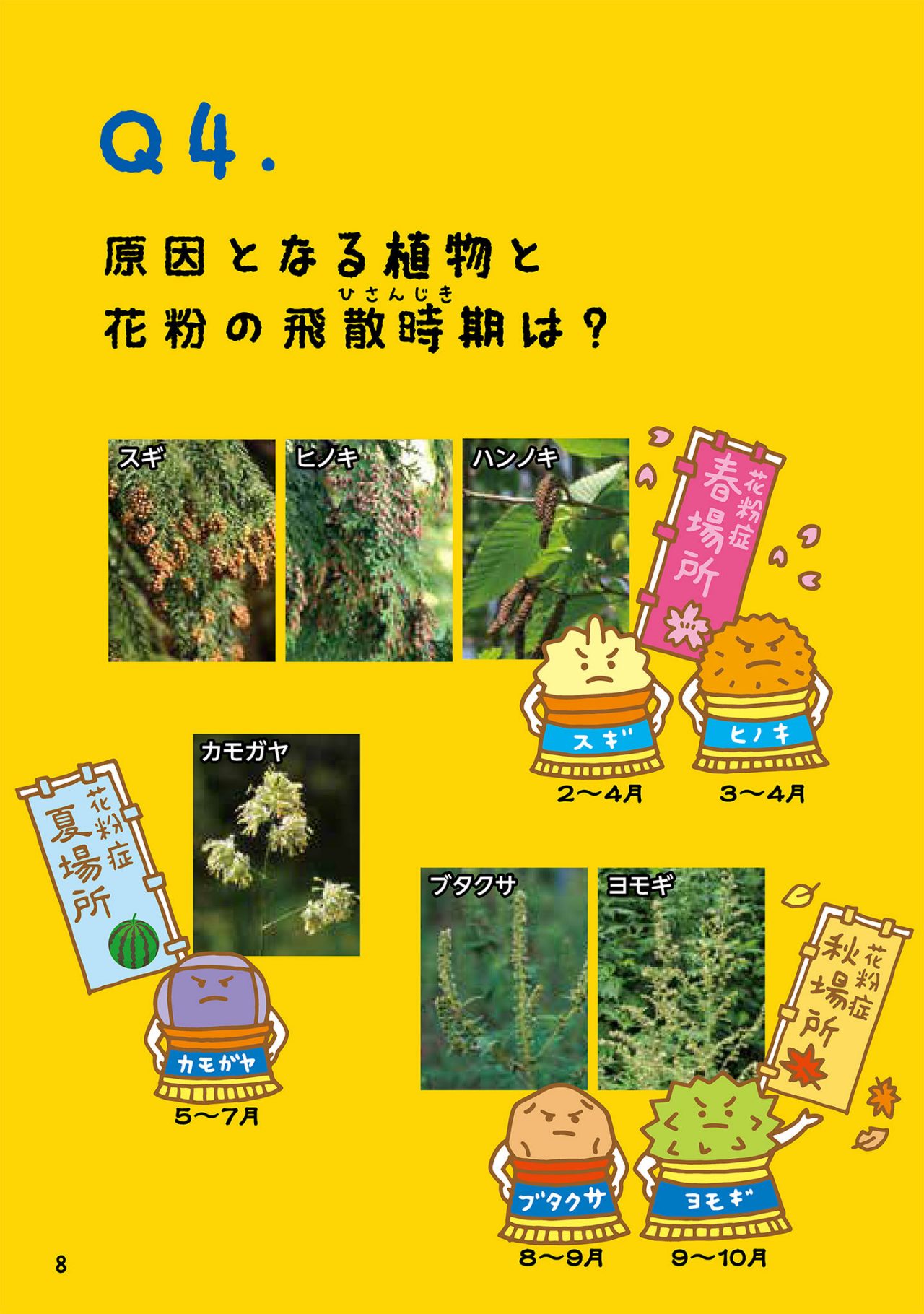 原因となる植物と花粉の飛散時期は？