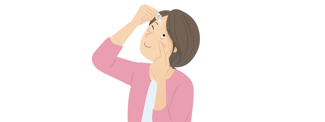 点眼している人のイラスト