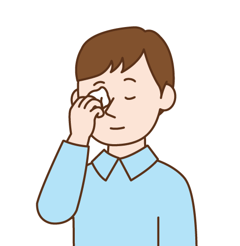 ティッシュで目頭をぬぐう男性のイラスト